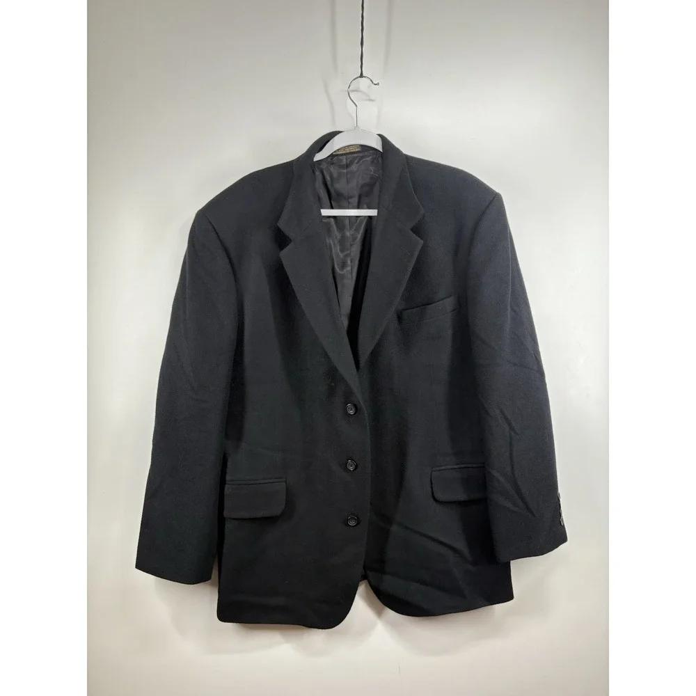Oscar de‎ la Renta Blazer Sport Coat Suit Jacket Mens 46R Black Wool Cashmere